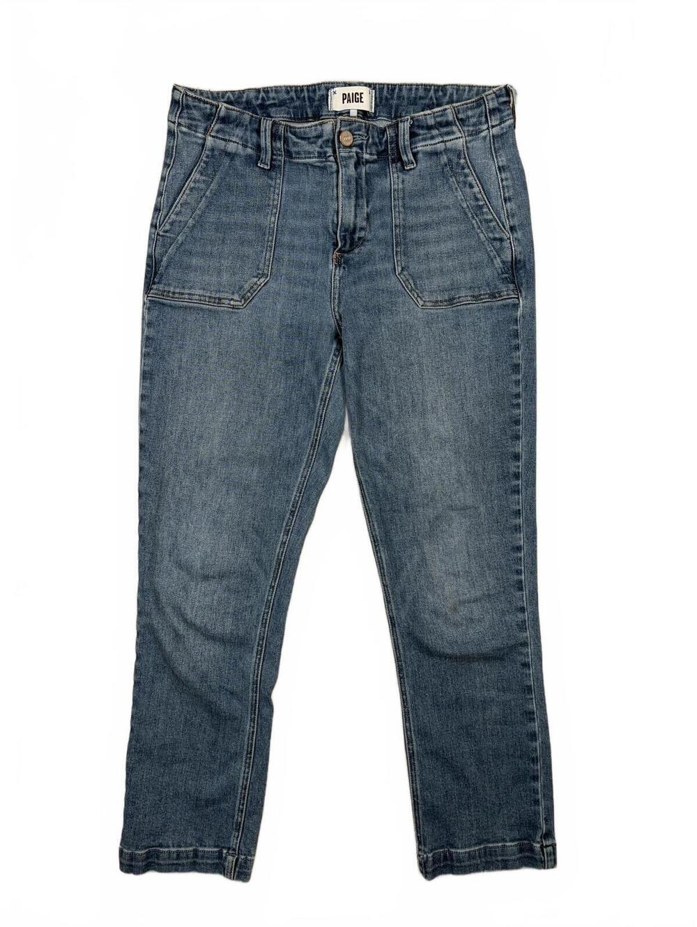 PAIGE Mayslie Straight Jeans Blue Utility Style Mid Rise Crop Women’s 29 Y2K